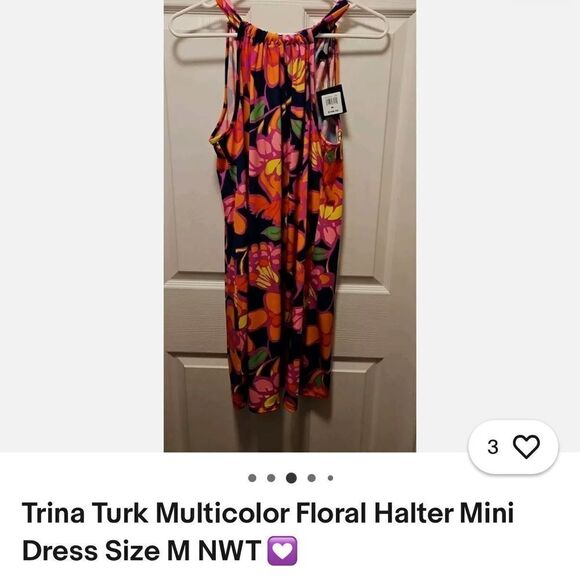 Trina Turk Juju Bright Multicolor Floral Halter A-line Mini Shift Dress Size S - Picture 11 of 12